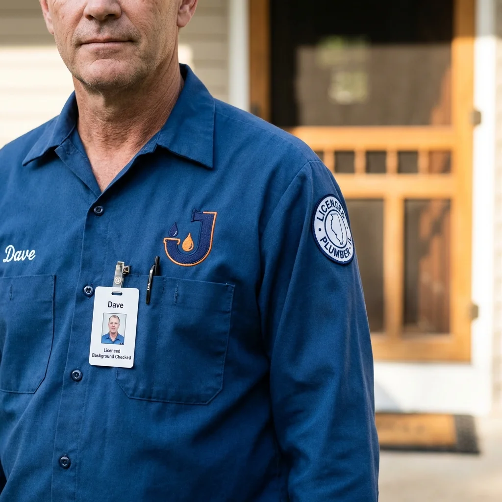 Licensed plumber showing ID badge in Punxsutawney, PA