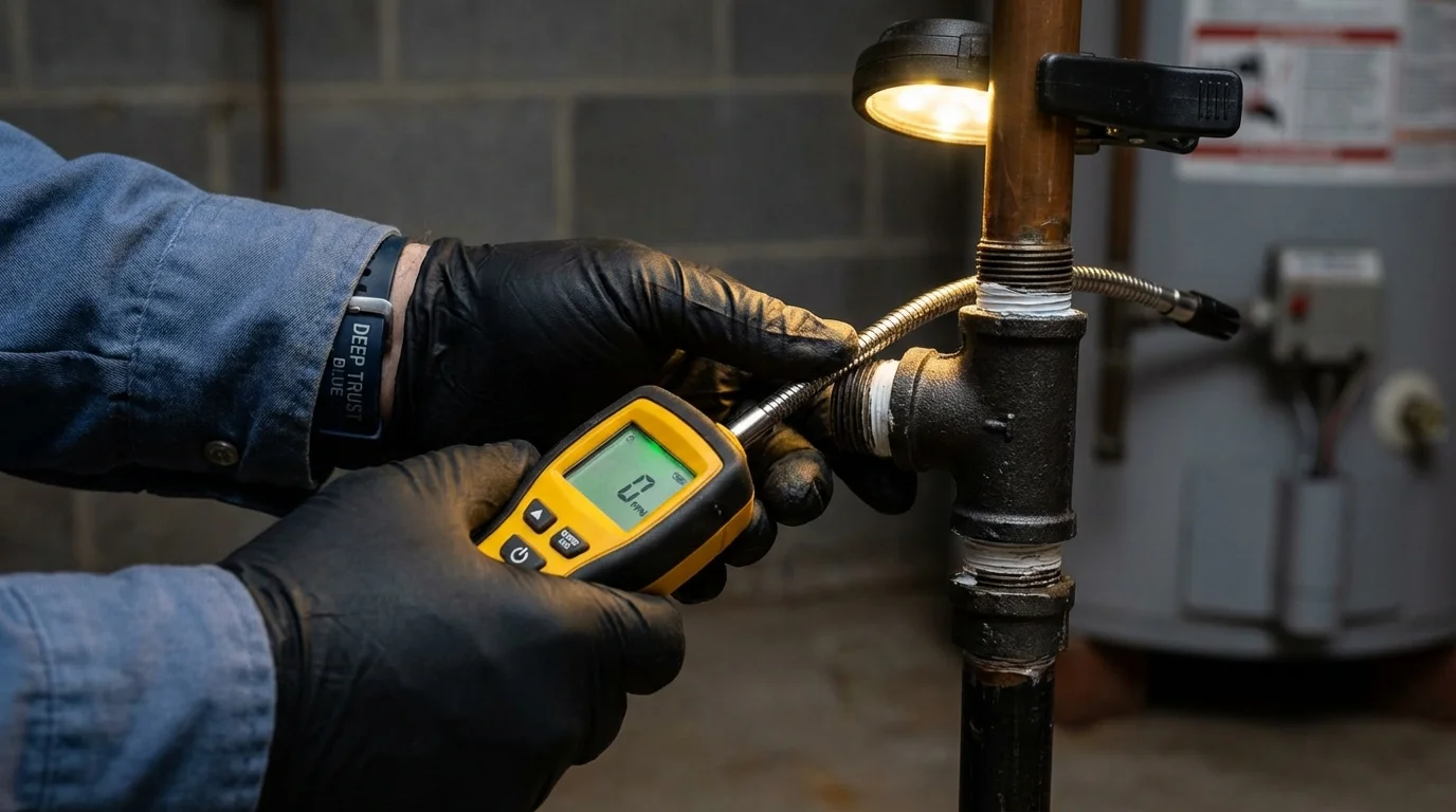 Gas leak detection with electronic sniffer by Johns Plumbing LLC in Punxsutawney