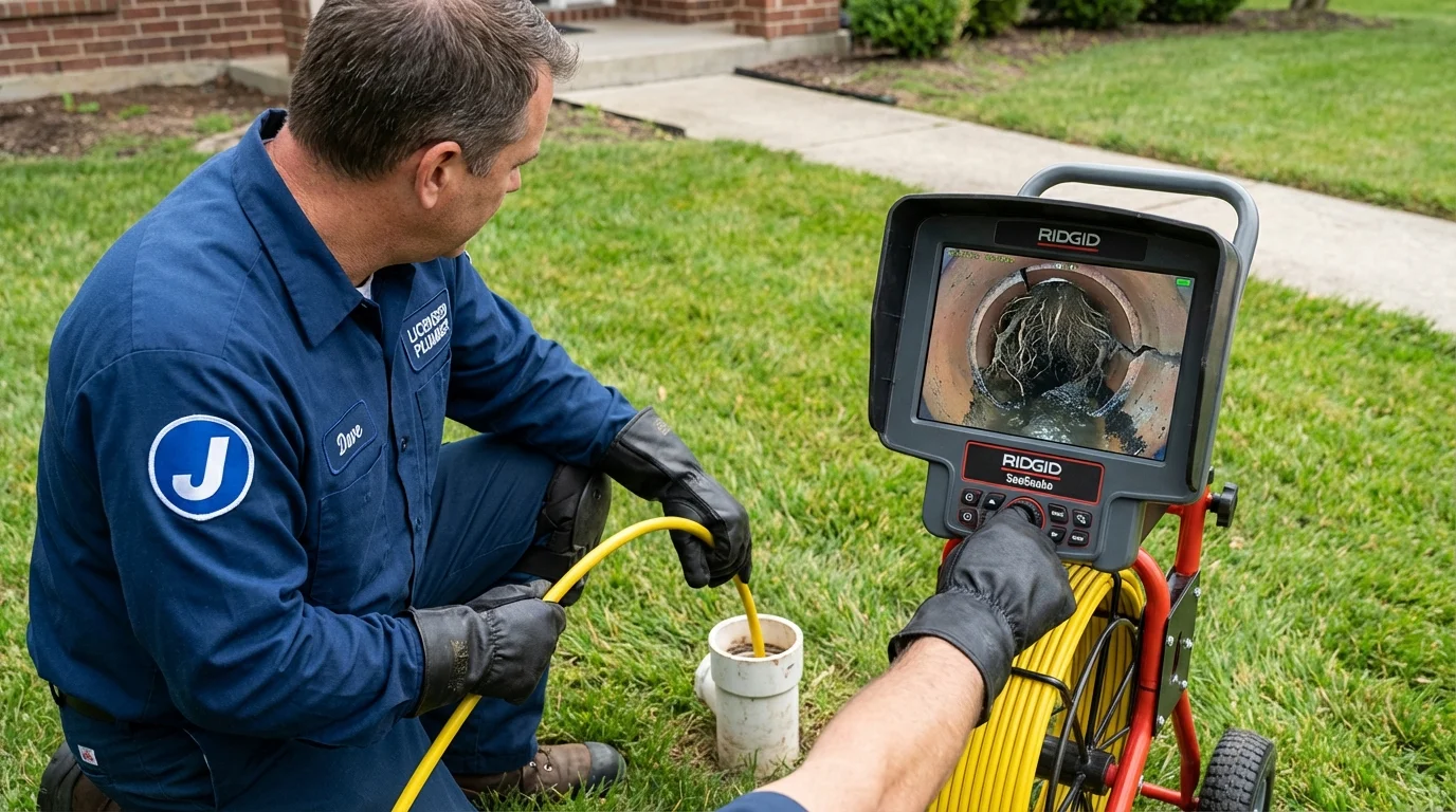 Sewer camera inspection being performed by Johns Plumbing LLC in Punxsutawney