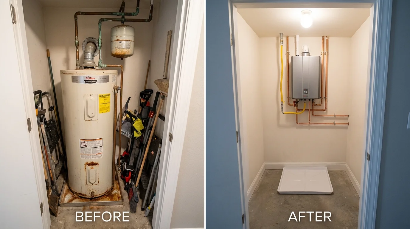 Tank water heater versus wall-mounted tankless unit comparison for Punxsutawney, PA homeowners